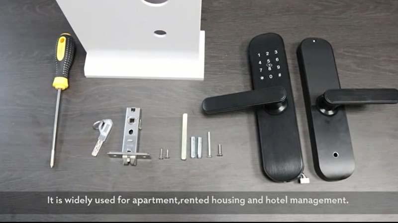 Smaller fingerprint and password door lock installation instruction video